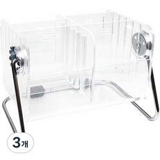에버하우스 회전식 아크릴 사각 수납 선반, 투명, 3개