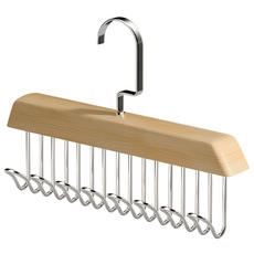 YUNMI 實木多功能8鉤領帶架 皮帶用衣架 掛鉤衣架 波浪形衣架 衣掛架, 1個, 原木