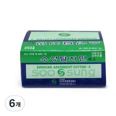수성 탈지면 에스(절단솜) 4cm*4cm 20g, 1개입, 6개