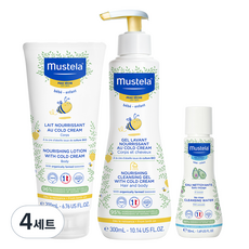 Mustella 冷霜滋養潔面啫喱 300ml + 冷霜滋養乳液 200ml + Travel Norrinse 卸妝水 50ml, 4套