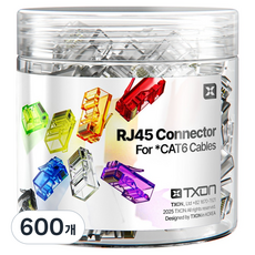 티엑스온 CAT6 RJ45 커넥터 8P8C 플러그, 21.5mm, 600개, 투명