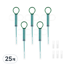 돌봄 반려동물 알약 주사기 그린 + 실리콘 노즐 2개, 32g, 25개