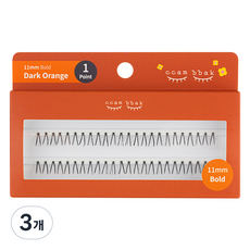 ccam bbak 人造束狀假睫毛 11mm 濃密 1束, 3個, DarkOrange