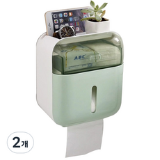 코끼리리빙 화장실 방수 휴지걸이 포켓 ERP-2022, 그린, 2개