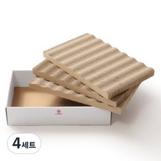 팡팟 고양이 스크래쳐 웨이브 리필 3p + 박스 화이트 + 캣잎 세트, 혼합색상, 4세트
