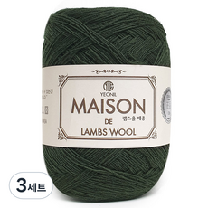 니뜨 램스울 메종 뜨개실 50g + 인조 스웨이드 라벨 세트, 31 다크카키(뜨개실), 3세트