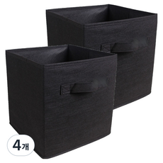 푸르른 접이식 부직포 수납박스, 블랙, 4개