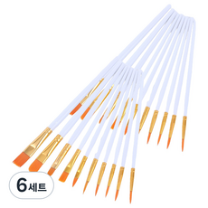 Kreblans 現代水彩壓克力畫筆 10件組 白色, 10種, 6套