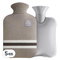 에버하우스 트랜드 2L 보온 물주머니 + 니트 커버 세트 그레이, 5세트
