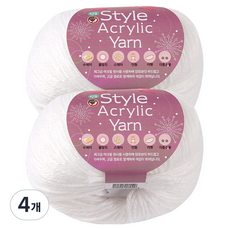 Style 壓克力針織毛線, 01白色, 4個