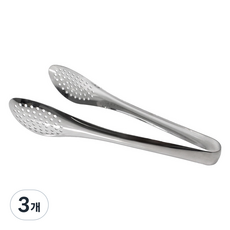 키친유 스텐 304 타공 샐러드 서빙 집게 230mm, 실버, 3개