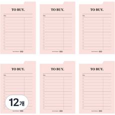 플레픽 스티키 점착식 인덱스 메모지 06 TO BUY, 핑크, 1개입, 12개