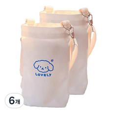 귀여운 동물 물통 파우치 에코백, 강아지, 6개