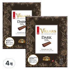 ViLLARS 瑞士72%醇黑巧克力, 50g, 4片