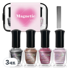 withshyan 客製磁吸指甲油套組, 磁吸指甲油 9ml x 4款 + 強力磁鐵 + 收納袋, 3套