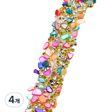 Misoroun 珠寶水鑽裝飾貼紙 2cm, 混色水鑽, 4個