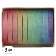 셀링뉴 아트스핀 울타리 다꾸 마스킹 종이 테이프 10종 세트 5mm x 2m, 무지개, 3세트