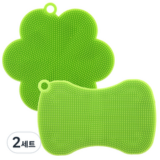 PAMIRE 帕米爾 矽膠花朵菜瓜布 綠色 + 花生菜瓜布 綠色