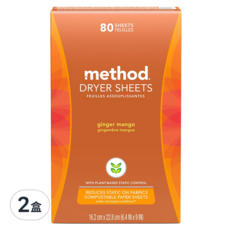 method 香氛柔軟烘衣片, 夏日甜心, 80個, 2盒
