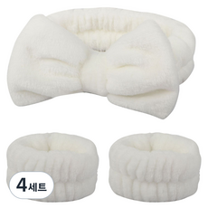 조니프리 세안 헤어밴드 손목타올 세트, 화이트, 4세트