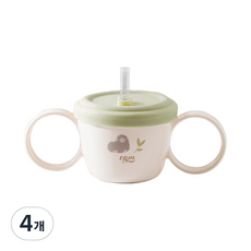 티지엠 유아용 리뉴얼 2 in 1 빨대 스낵컵, 올리브, 4개