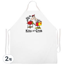애티튜드에이프런즈 키스 더 쿡 카툰 에이프런, 혼합 색상, 2개