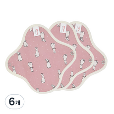 eechae 粉色兔子一體成型布護墊, 1入, 6個, 護墊