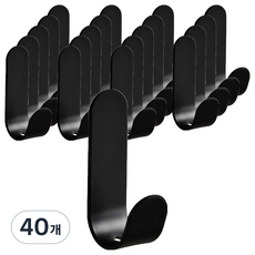 더플로우커머스 미니멀 다용도 인테리어 도어 J형 후크 TYPE 01, 블랙, 40개