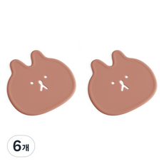 에이드엘 펀칭래빗 실리콘 컵받침, 브릭레드, 6개
