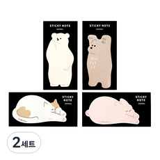 ICONIC 動物便利貼4件組, 白熊 + 棕熊 + 兔子 + 貓, 2套, 40張