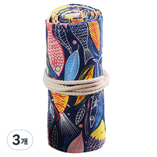 알로데 캔버스 리드 커튼 색연필 파우치 36색 46 x 20 cm, 04 물고기, 3개