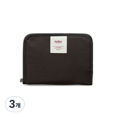 Funny Made Today帆布筆記本收納包, 炭灰色, 3個