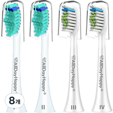 올데이해피 필립스 호환용 전동 칫솔모 HX6014 2p + HX6064 2p + 안전뚜껑 세트, HX6014P,  HX6064P, 화이트, 8개