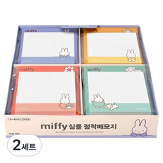 iiGEN 미피 심플 점착 메모지 4종 x 6p 세트, 혼합색상, 2세트