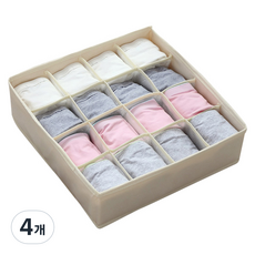 OON 속옷 양말 칸막이 서랍정리함 16칸 파스텔 노랑, 옐로우, 4개