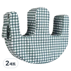 로시테라 노인 사계절 면 회전 보조 쿠션 그린 체크 40 x 45 x 13 cm + 스트랩 세트, 2세트