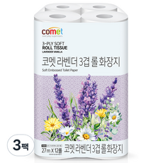 comet 薰衣草3層捲筒衛生紙 27m, 3個, 12入