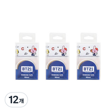 라인프렌즈 BT21 마스킹테이프 30mm, 화이트, 12개