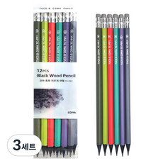 TUCO.B Koma 黑木附橡皮擦鉛筆 B 6種 x 2入組 TC-P01, 混合色