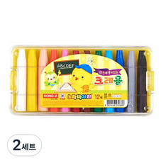 동아 노랑병아리 손에 묻지않는 크레용 세트, 12색, 2개