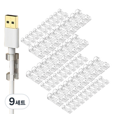 아케이바이 케이블 정리 클립 2종 x 10p 세트, 투명, 9세트