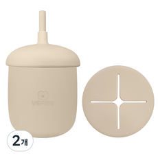 유비맘 유아용 실리콘 몽몽이 스낵 빨대컵, 220ml, 2개, 초코