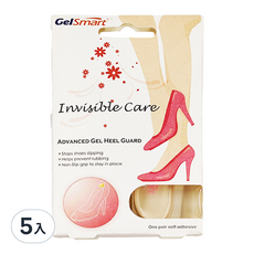 GelSmart凝膠腳跟防磨貼片 隱形舒適 預防摩擦 自黏固定 適用各式鞋款, 1雙, 5件