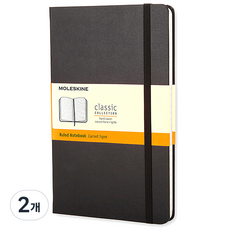 몰스킨 클래식 룰드 하드커버 노트 포켓사이즈, 블랙, 2개