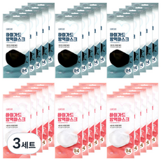 아텍스 아이러브에어 하이가드 방역 황사마스크 대형 KF94 블랙 15p + 화이트 15p, 3세트