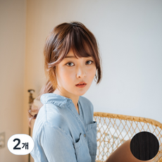 픽앤웨어 시스루뱅 테일형 앞머리 붙임머리 가발, 내츄럴 블랙, 2개