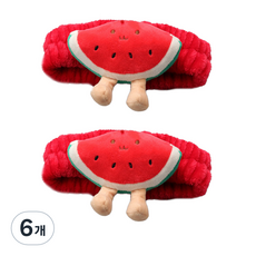 스위스녹스 동물 캐릭터 세안용 헤어밴드, 워터멜론, 6개