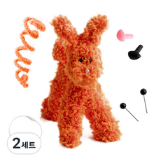 yarna 철사인형 + 핀타입 인형눈 4mm x 2p + 컬러미니삼각코 2종 + 컬러와이어링 모루 뽀글이 강아지 인형 만들기 세트, 2세트, 오렌지 + 화이트 + 블랙 + 핑크