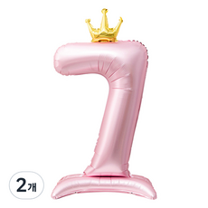 inbloom 大型皇冠數字7站立派對氣球, 2個, 粉紅色