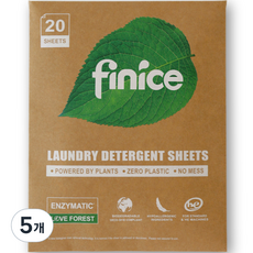 finice 超高濃縮洗衣紙 無香, 20入, 5個